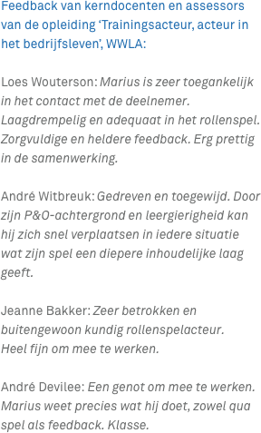 Feedback van kerndocenten en assessors